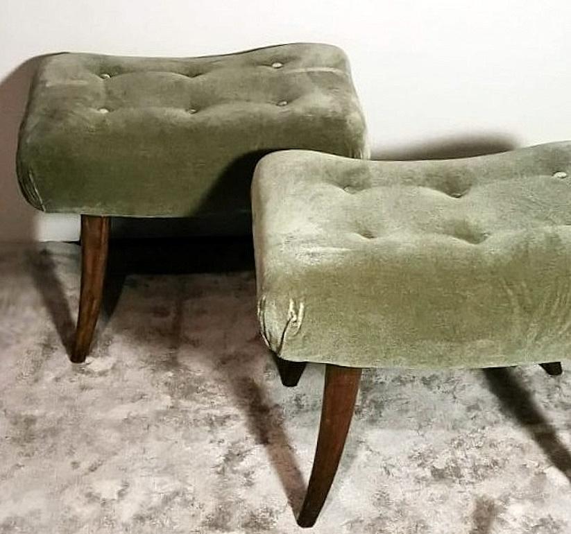 Thonet Michael Vienna Pair Of Biedermeier Style Benches In Wood And Velvet For Sale 1