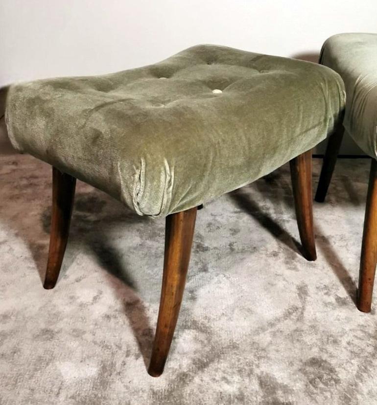 Thonet Michael Vienna Pair Of Biedermeier Style Benches In Wood And Velvet For Sale 2
