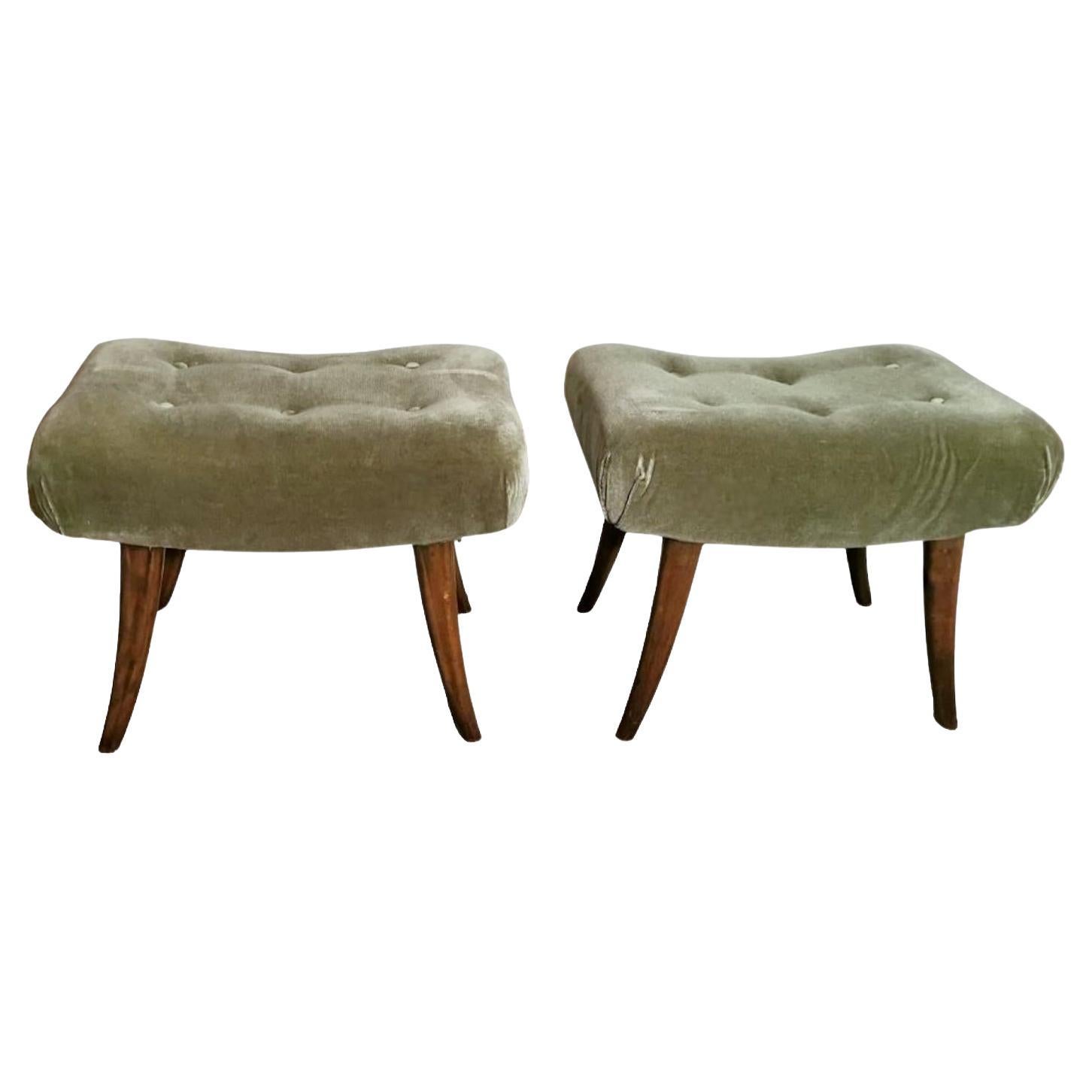 Thonet Michael Vienna Pair Of Biedermeier Style Benches In Wood And Velvet For Sale