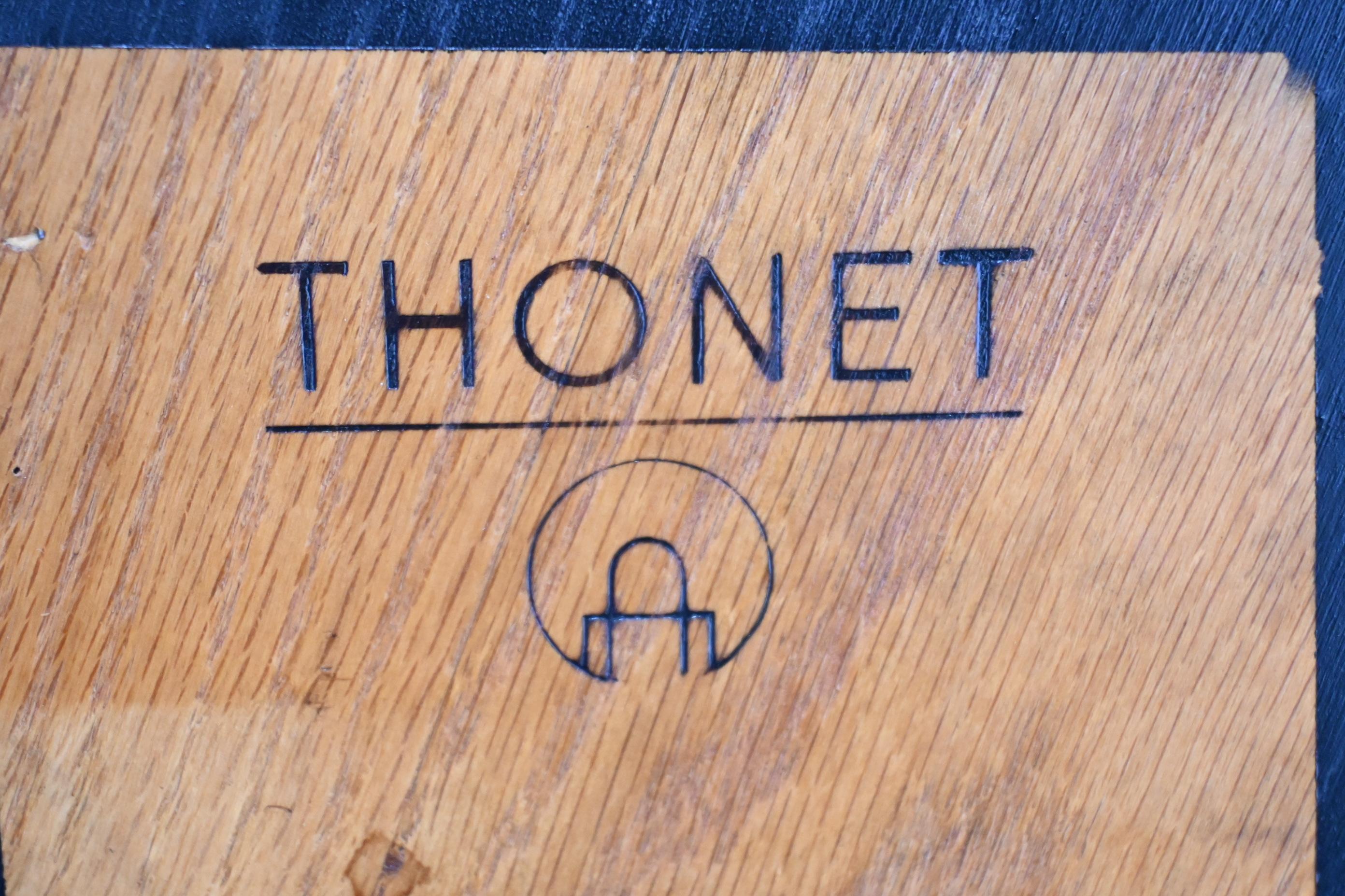 Thonet Mid Century Modern Black Lacquered Spindle Back Chairs, Set of 4 8