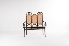 Banc Thonet Model No 207 en bois courbé et canne, années 1980