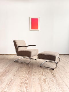 Thonet Model 411 Cantilever Armchair and Ottoman, Bauhaus Design