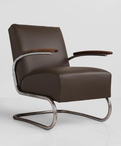Thonet Modern Leather Armchair, Germany, circa 1930