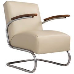 Thonet Modern Leather Armchair, Germany, circa 1930