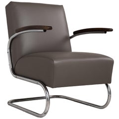 Thonet Modern Leather Armchair, Germany, circa 1930