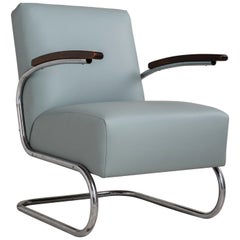 Thonet Modern Leather Armchair, Germany, circa 1930