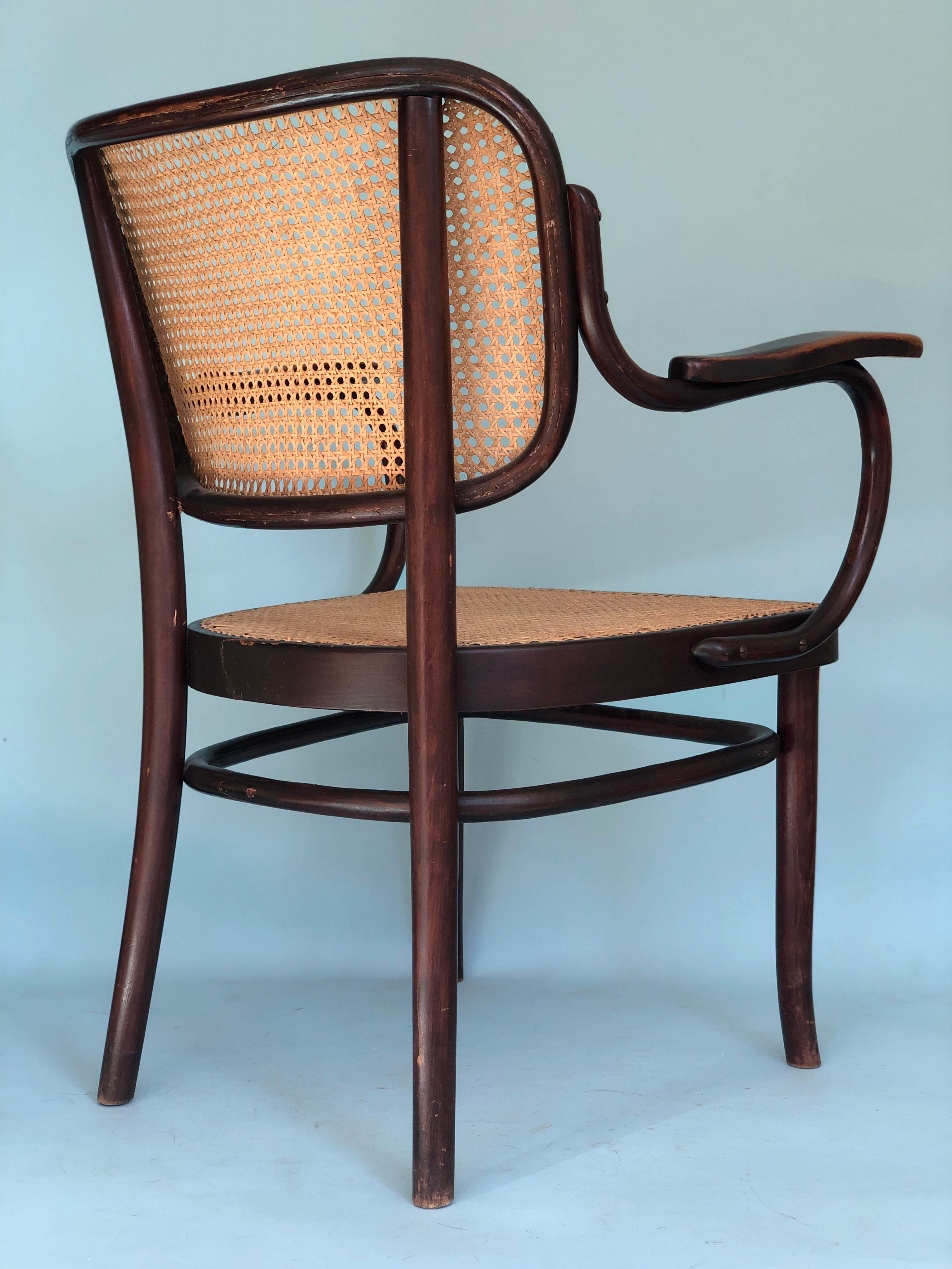 A Bentwood chair designed by A.G. Sleck for Thonet Mundus. Model no A 283F. Early 20th century, Austria. The beech chair with cane seat and back are in good condition. At the bottom is a Thonet paper mark.


Thonet Mundus, Vienna Austria

Leopold