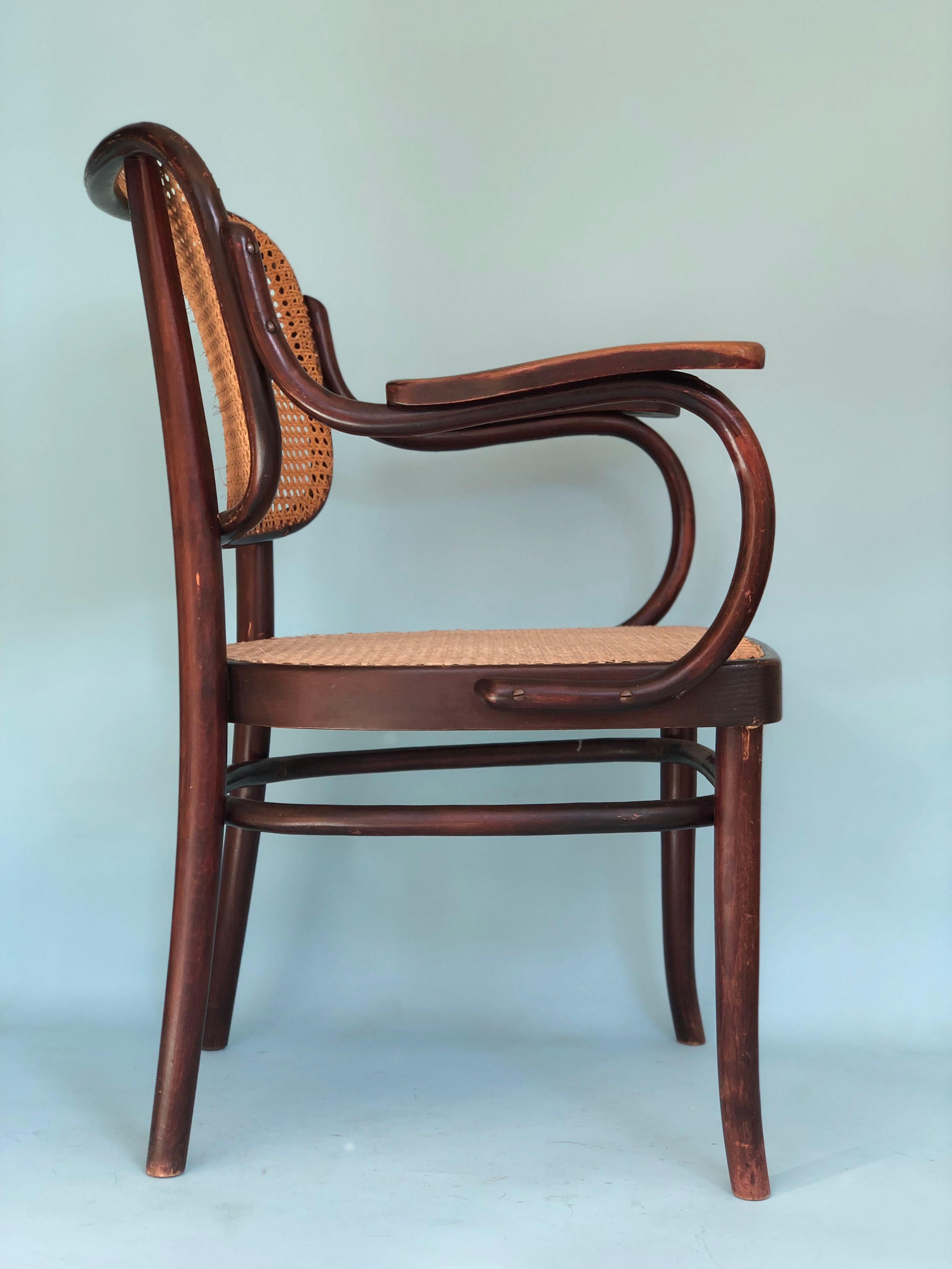 Jugendstil Thonet Mundus Armchair Model A 283f A.G. Schneck, 1920