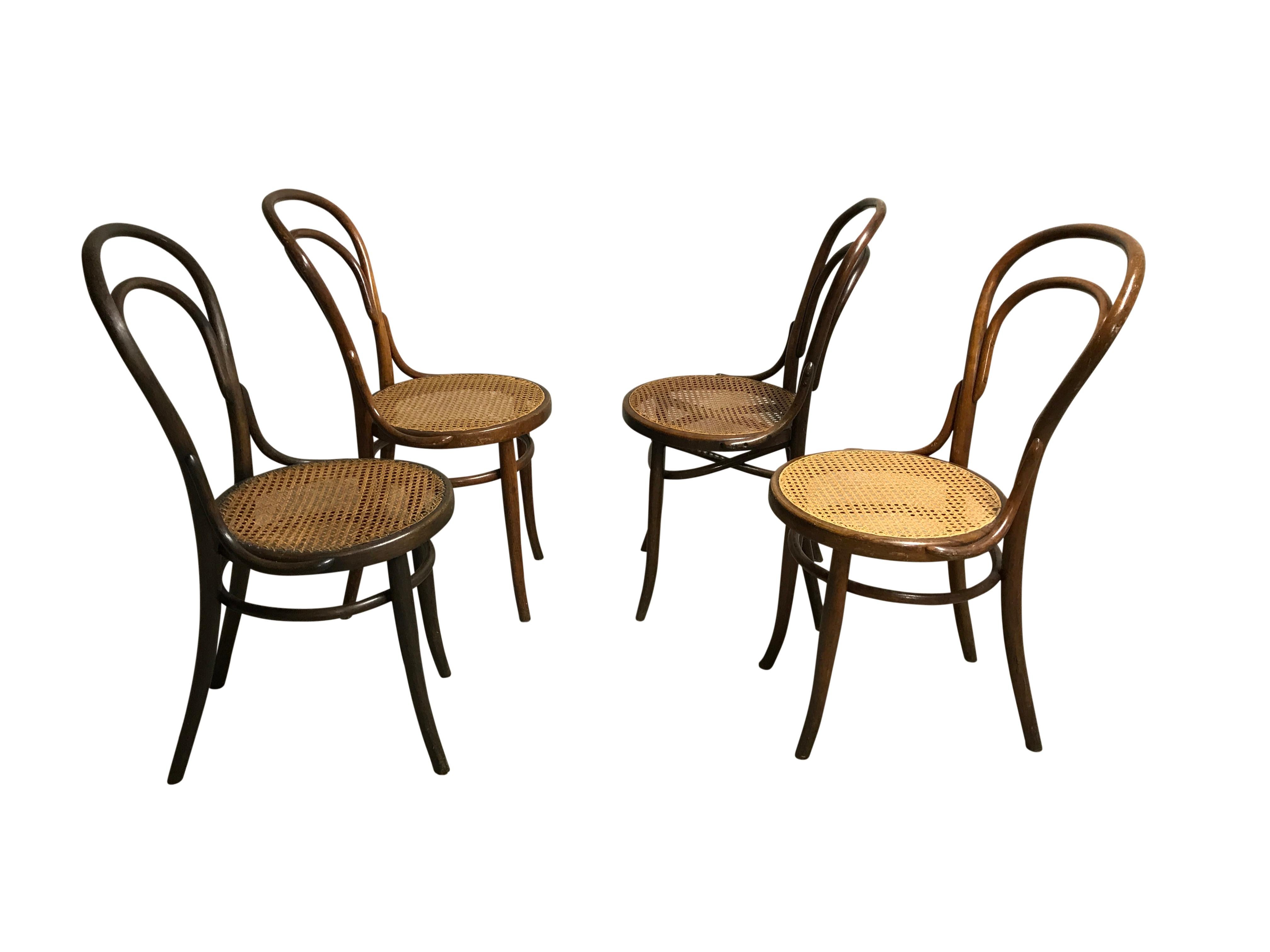 Vienna Secession Thonet No. 14 Dining Chairs by J&J Kohn, 1950s, Set of 4