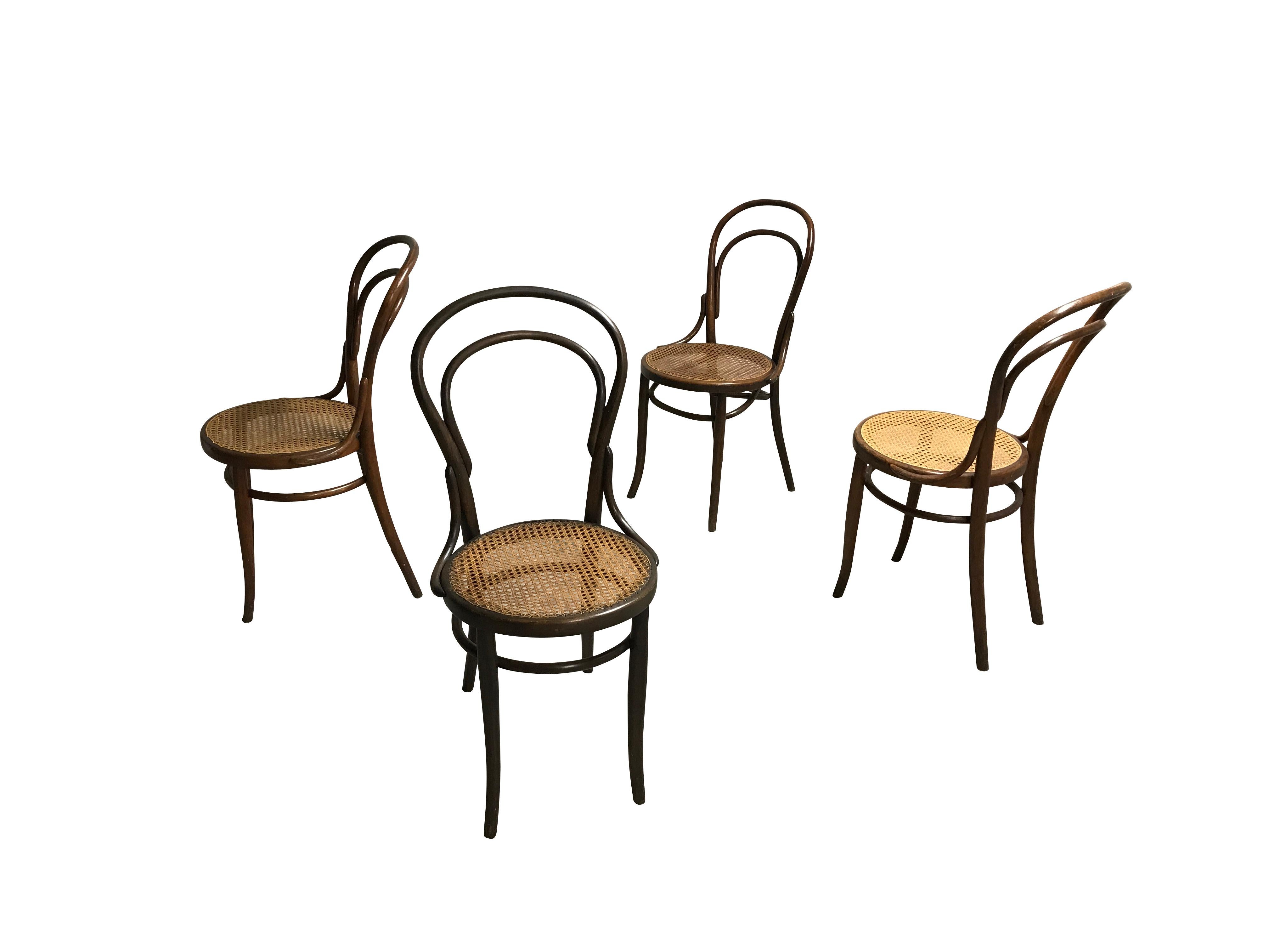 Austrian Thonet No. 14 Dining Chairs by J&J Kohn, 1950s, Set of 4