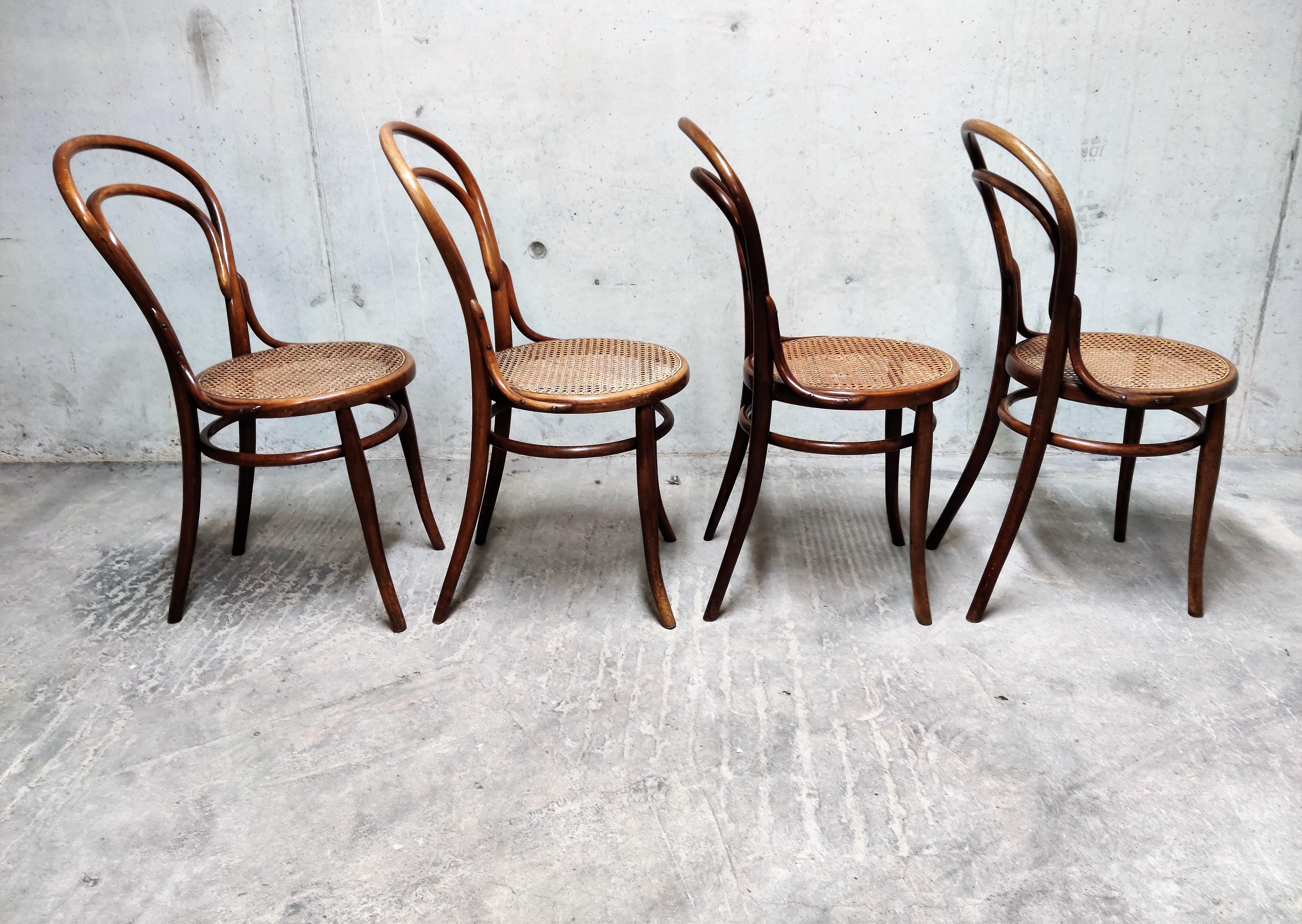 Early 20th Century Thonet No. 14 Dining Chairs by J&J Kohn, 1950s, Set of 4