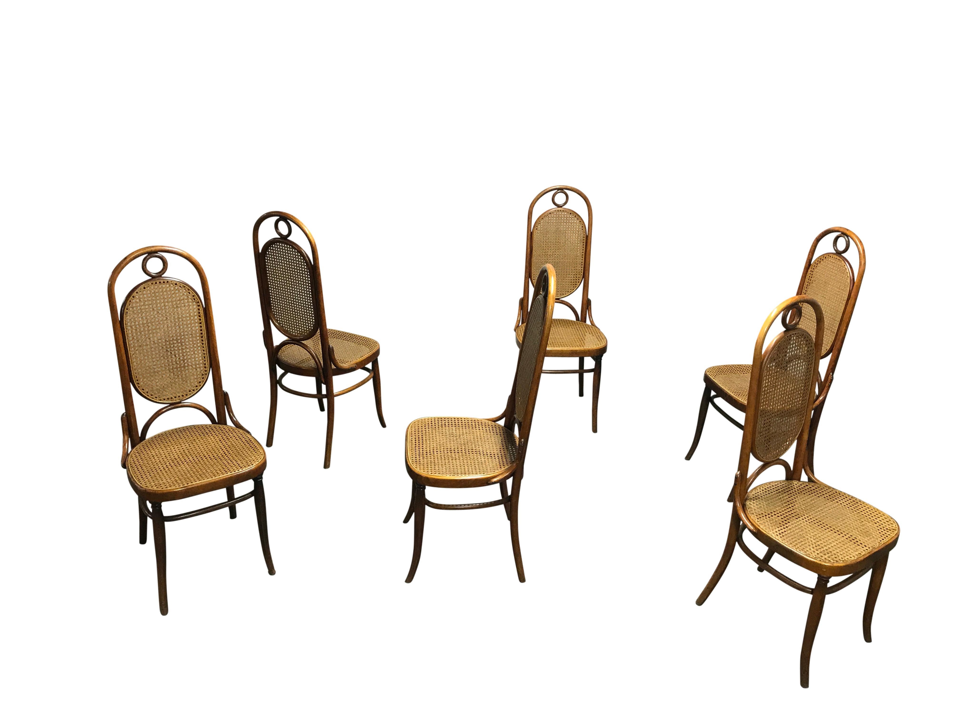 Mid-Century Modern Thonet No. 17 Dining Chairs, Set of Six, 1950s