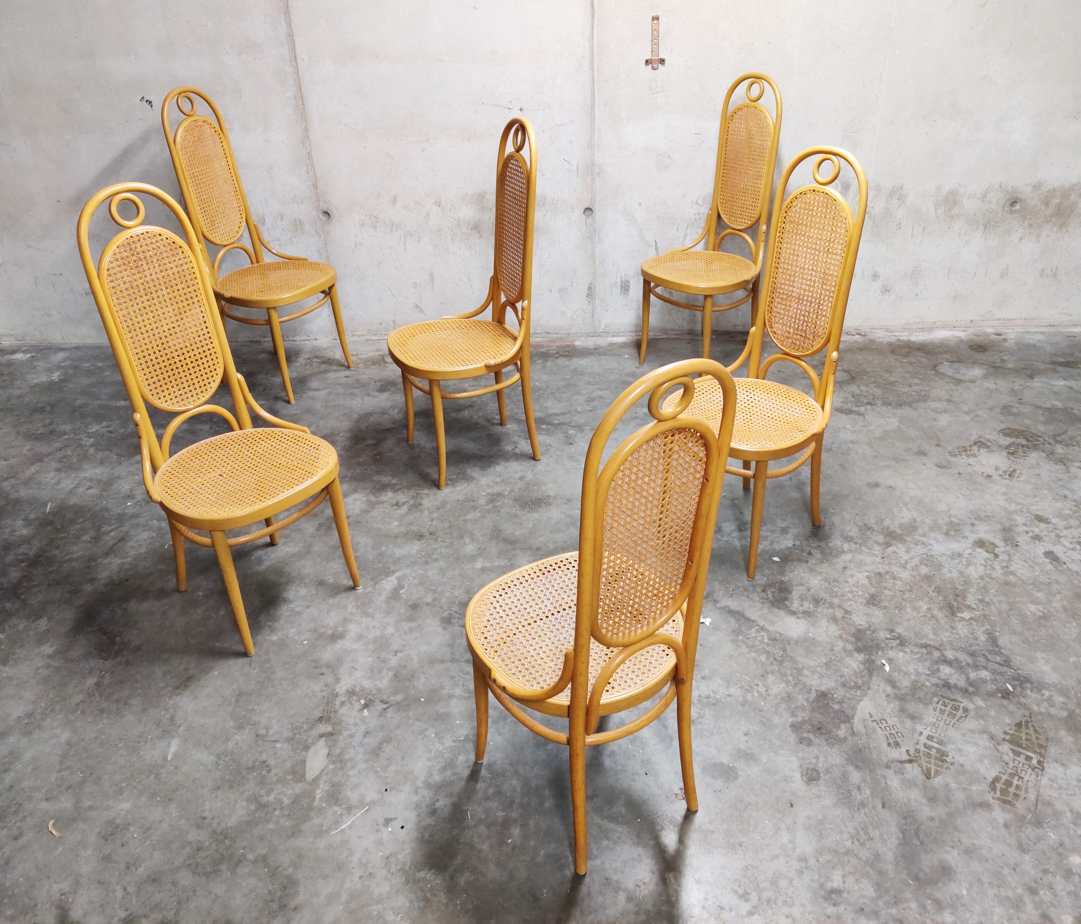 Art Nouveau Thonet No. 17 Dining Chairs, Set of Six, 1980s