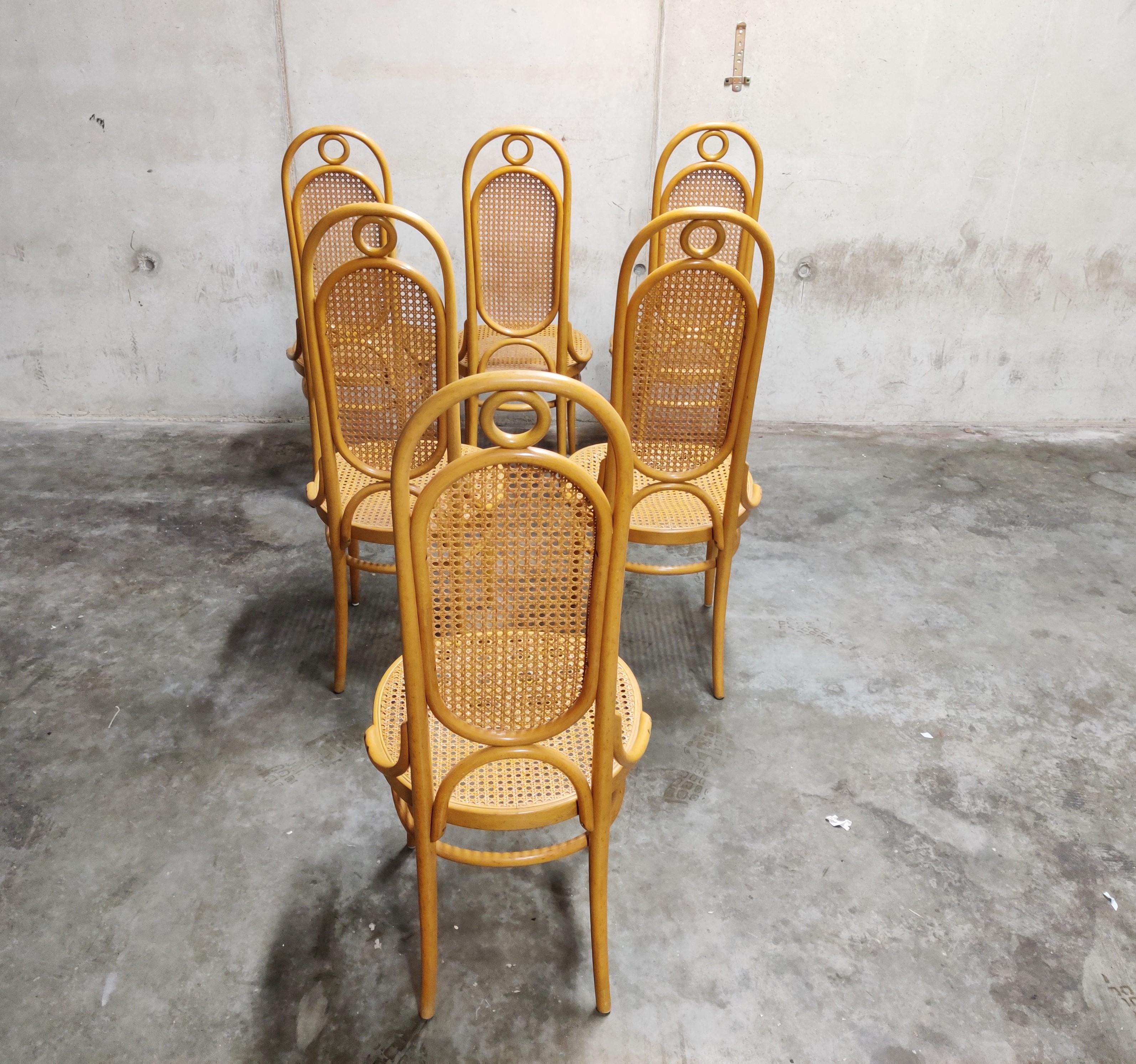 Austrian Thonet No. 17 Dining Chairs, Set of Six, 1980s