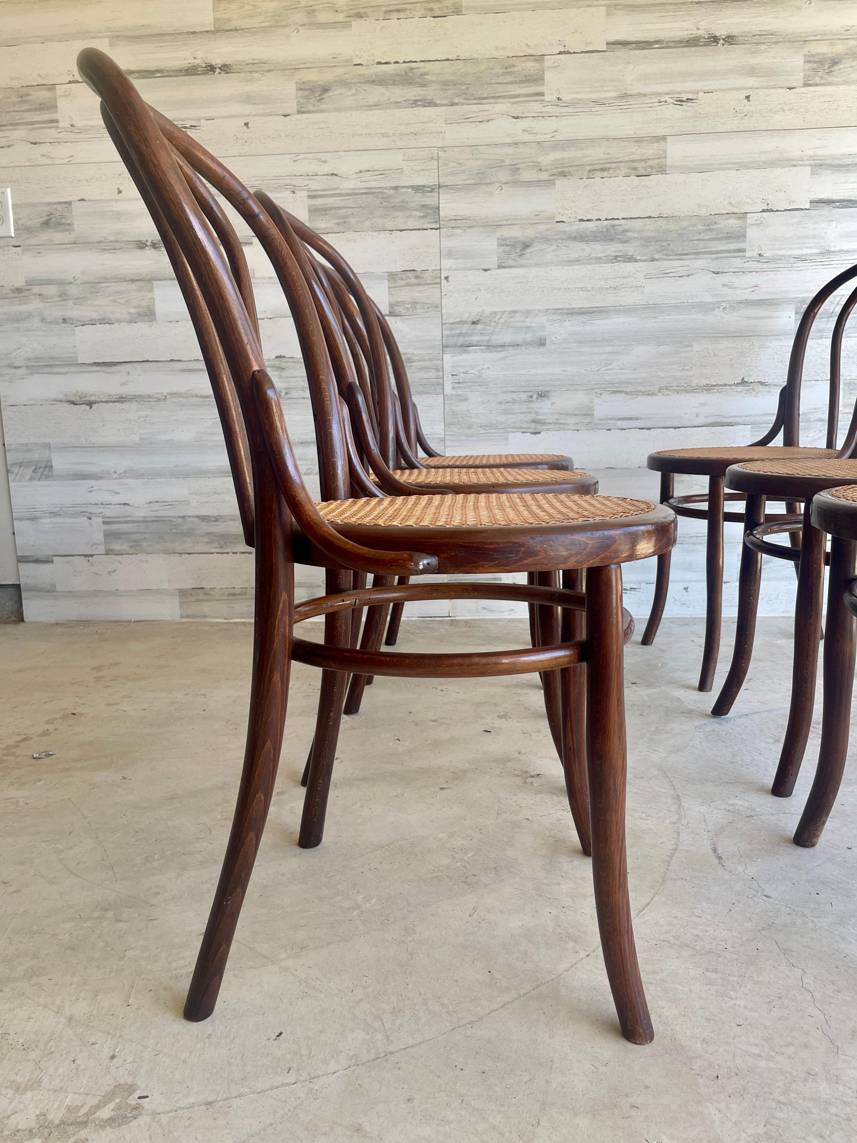 Mid-Century Modern Thonet No 18 Cane & Bentwood Dining Chairs For Sale