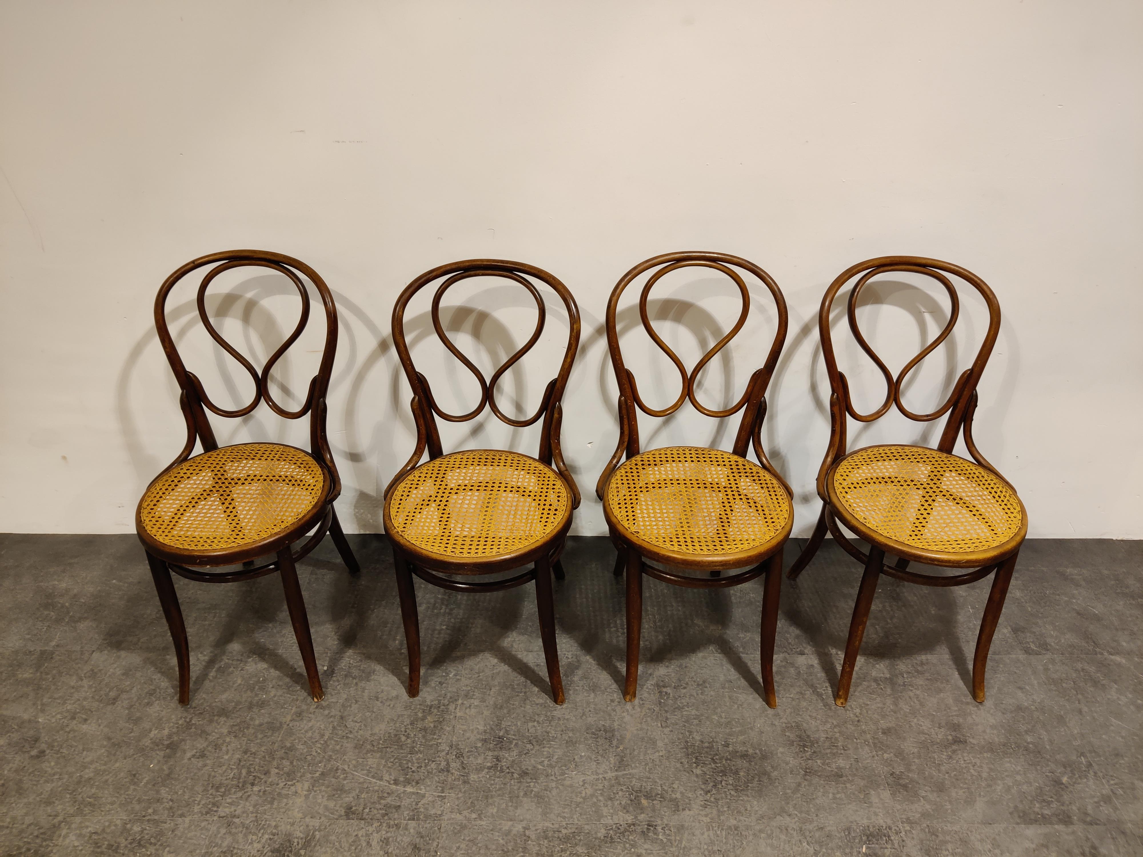 Austrian Thonet no. 20 Dining Chairs by J&J Kohn, 1900s, Set of 4