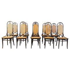 Thonet no. 207 dining chairs 'Long John', set of 10, 1980s