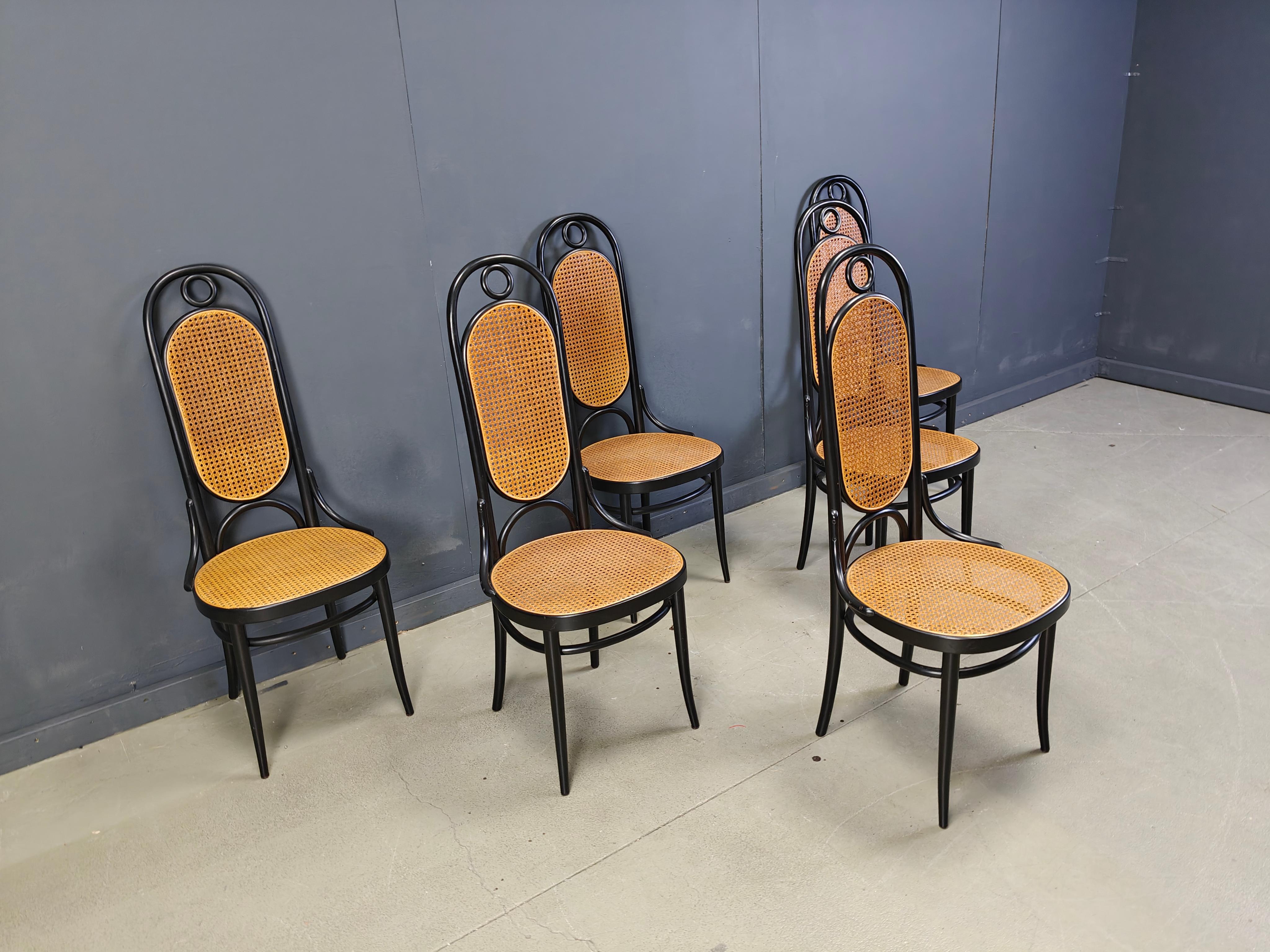 Sedie da pranzo Thonet n. 207 'Long Johns', set di 6, anni '80 in vendita 1