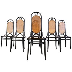 Thonet no. 207 dining chairs 'Long John', set of 6, 1980s