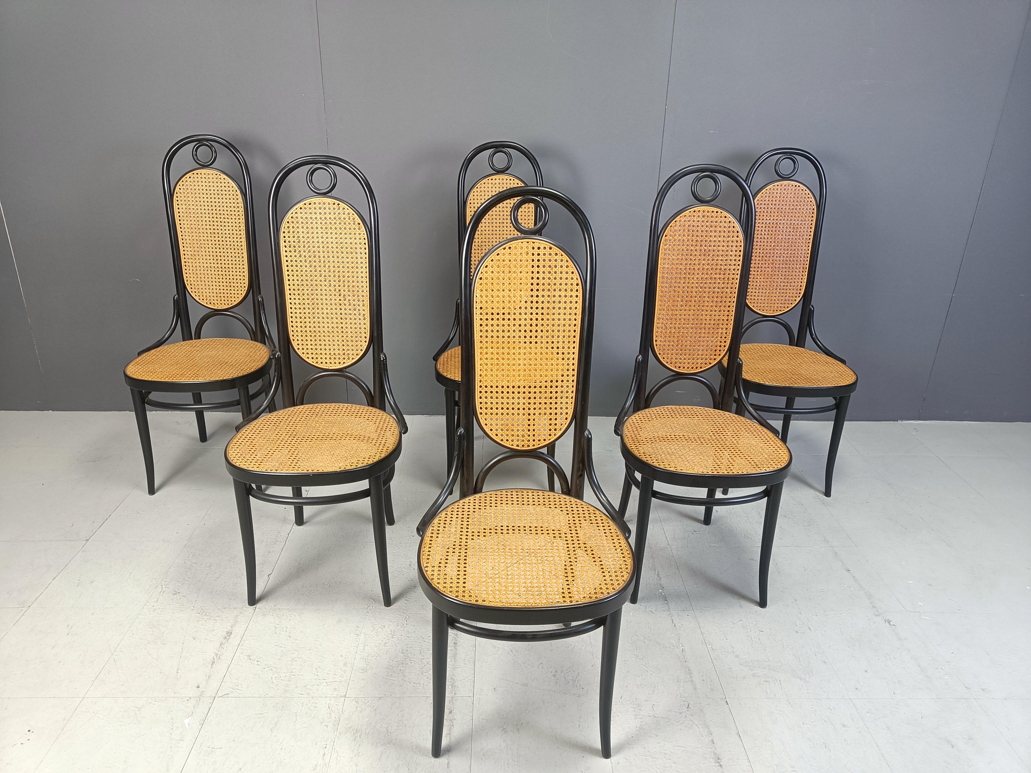 Austrian Thonet no. 207 dining chairs 'Long John', set of 6, 1981