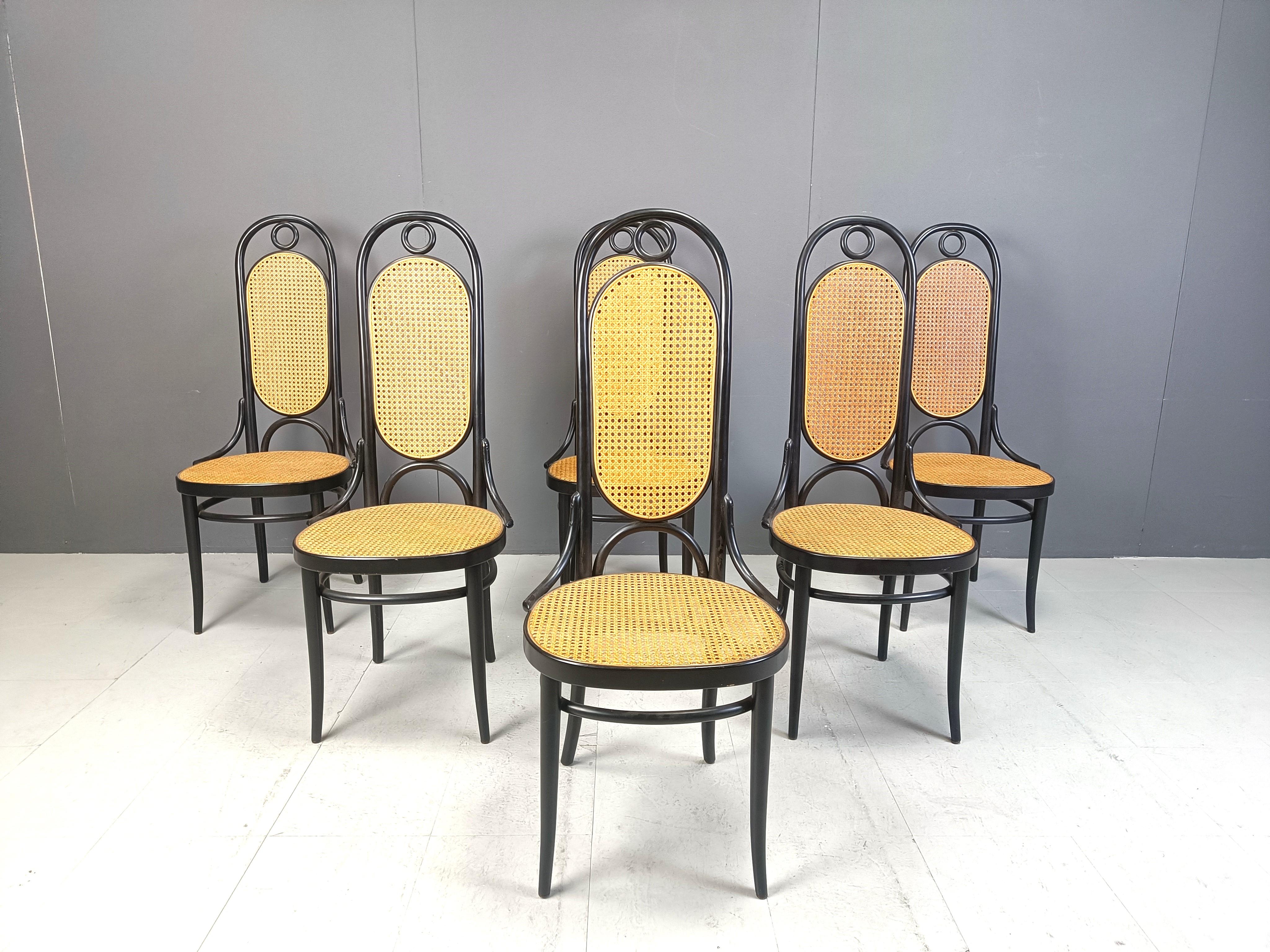 Thonet no. 207 dining chairs 'Long John', set of 6, 1981 In Good Condition In Leuven, Vlaams Gewest