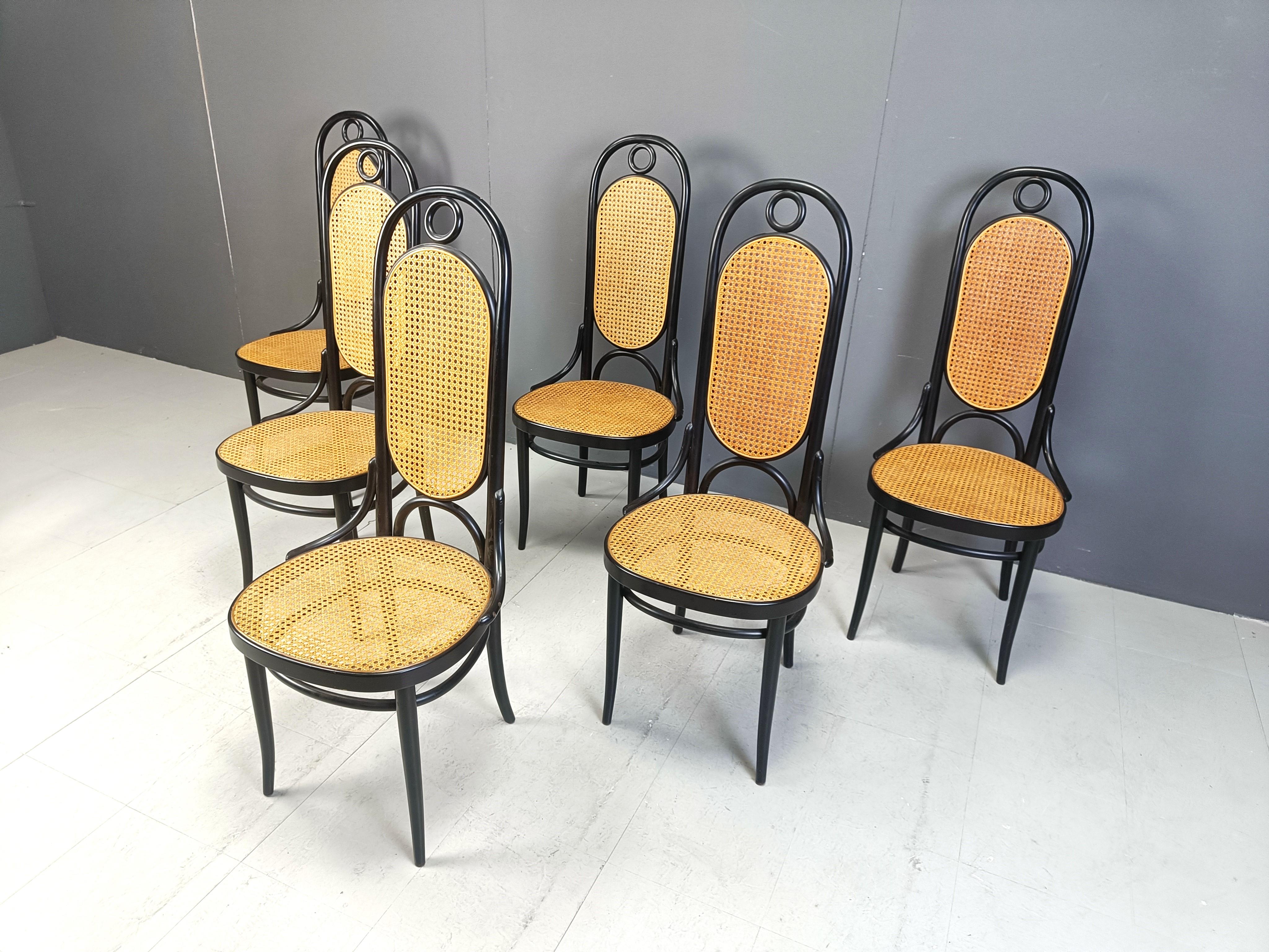 Thonet no. 207 dining chairs 'Long John', set of 6, 1981 1