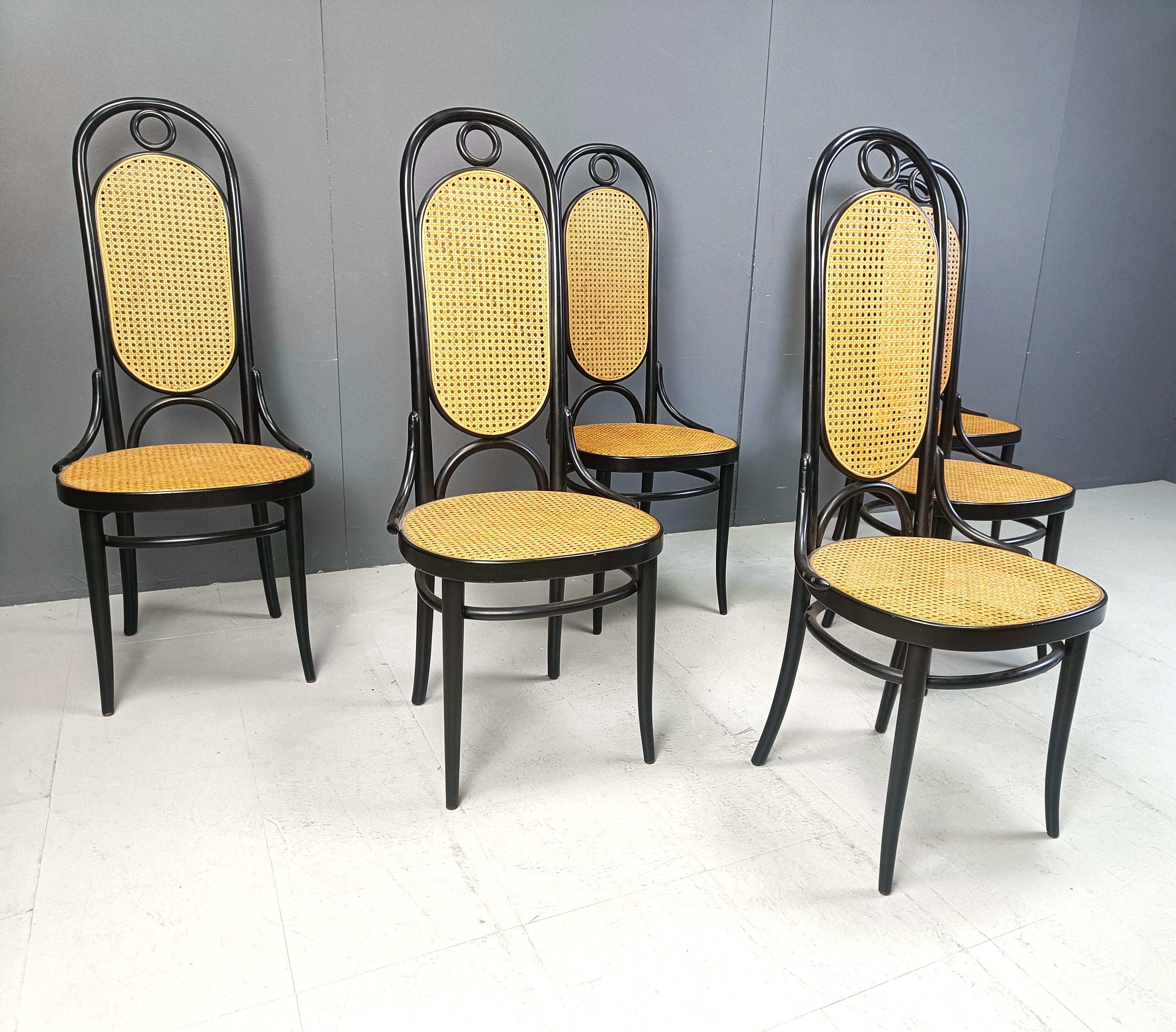Thonet no. 207 dining chairs 'Long John', set of 6, 1981 2
