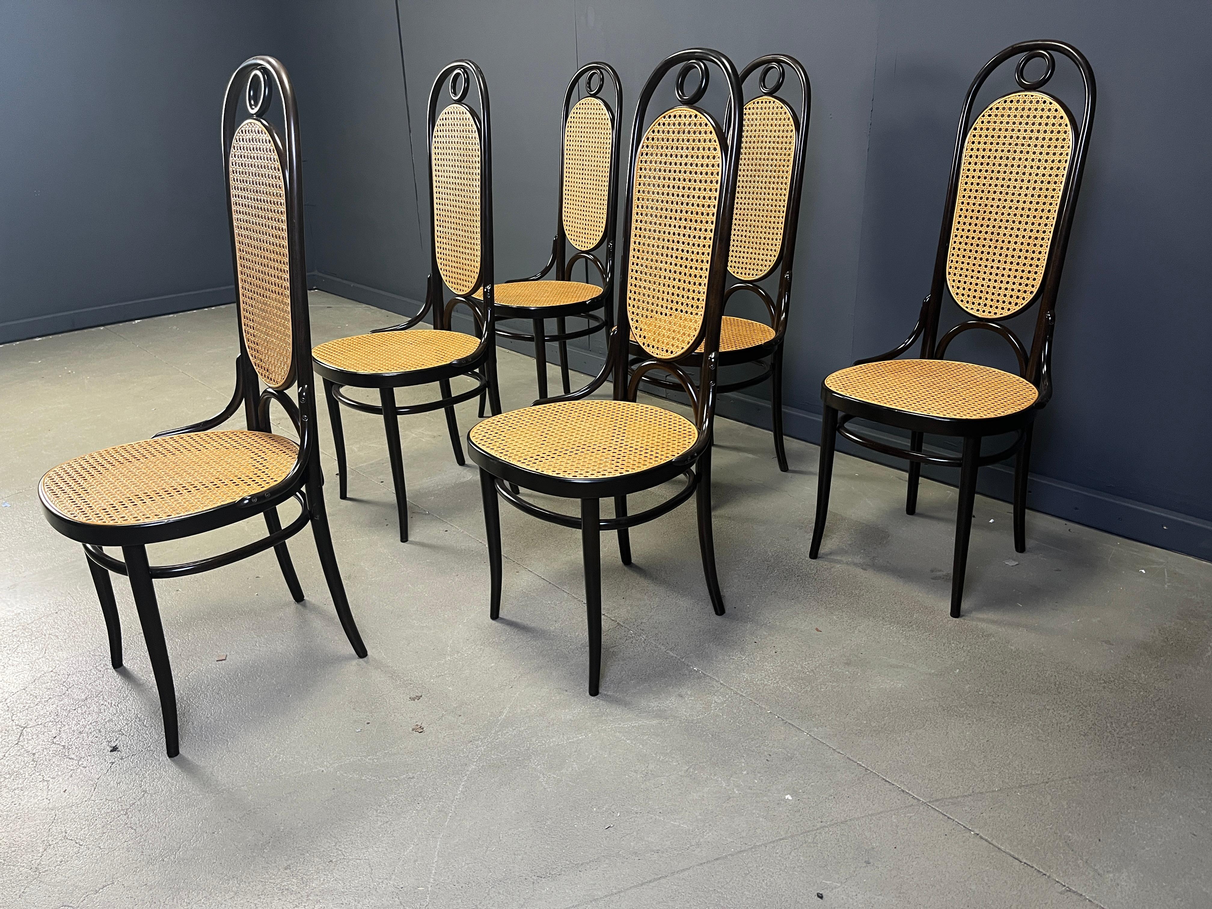Thonet no. 207 dining chairs 'Long John', set of 6, 1985 For Sale 2