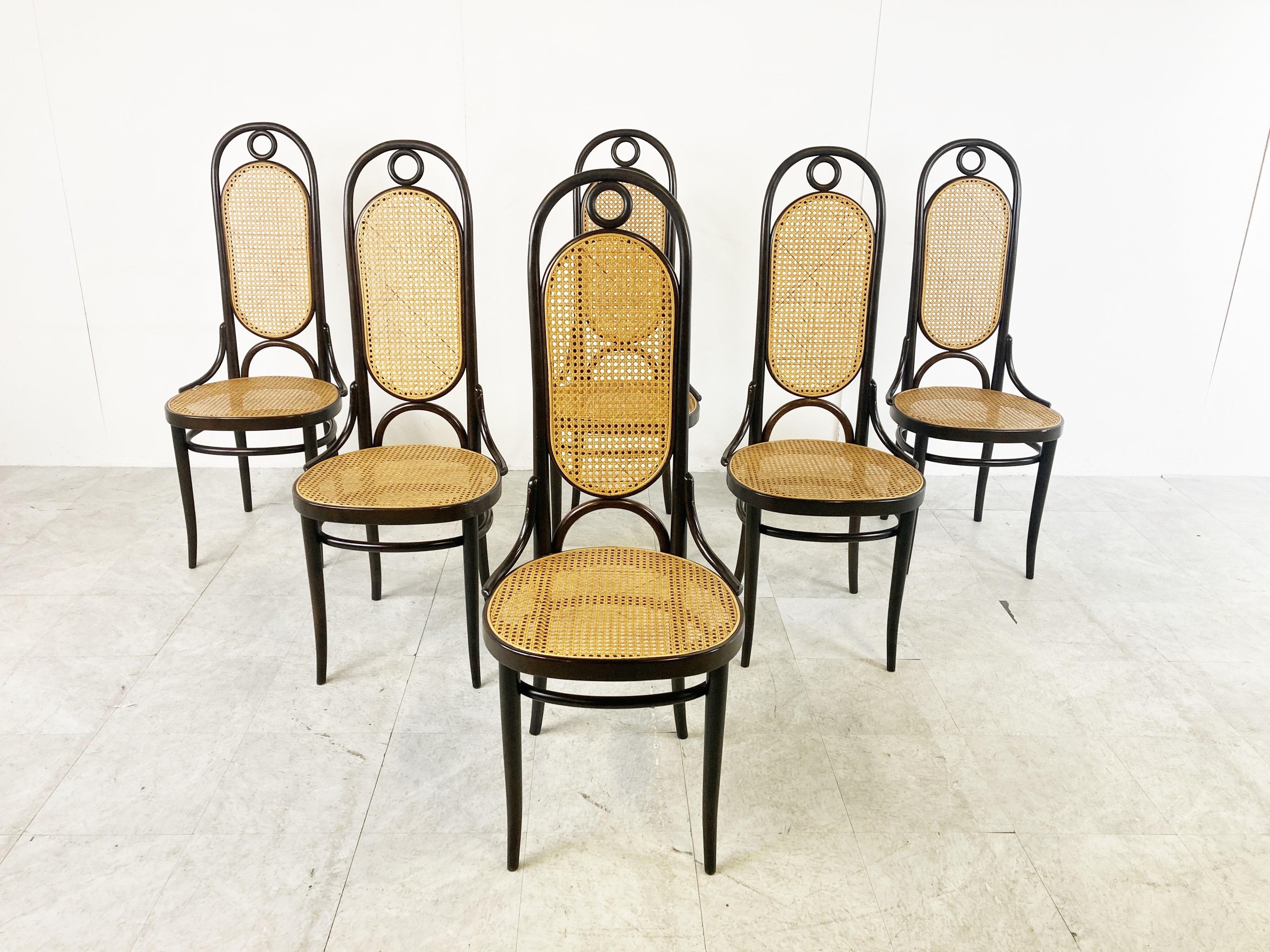 Art Nouveau Thonet No. 207r Dining Chairs, Set of 6, 1979