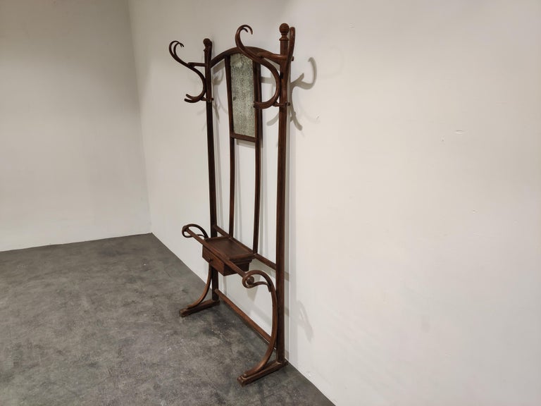 Austrian Thonet No.4 Coat Stand with Mirror, 1920s For Sale