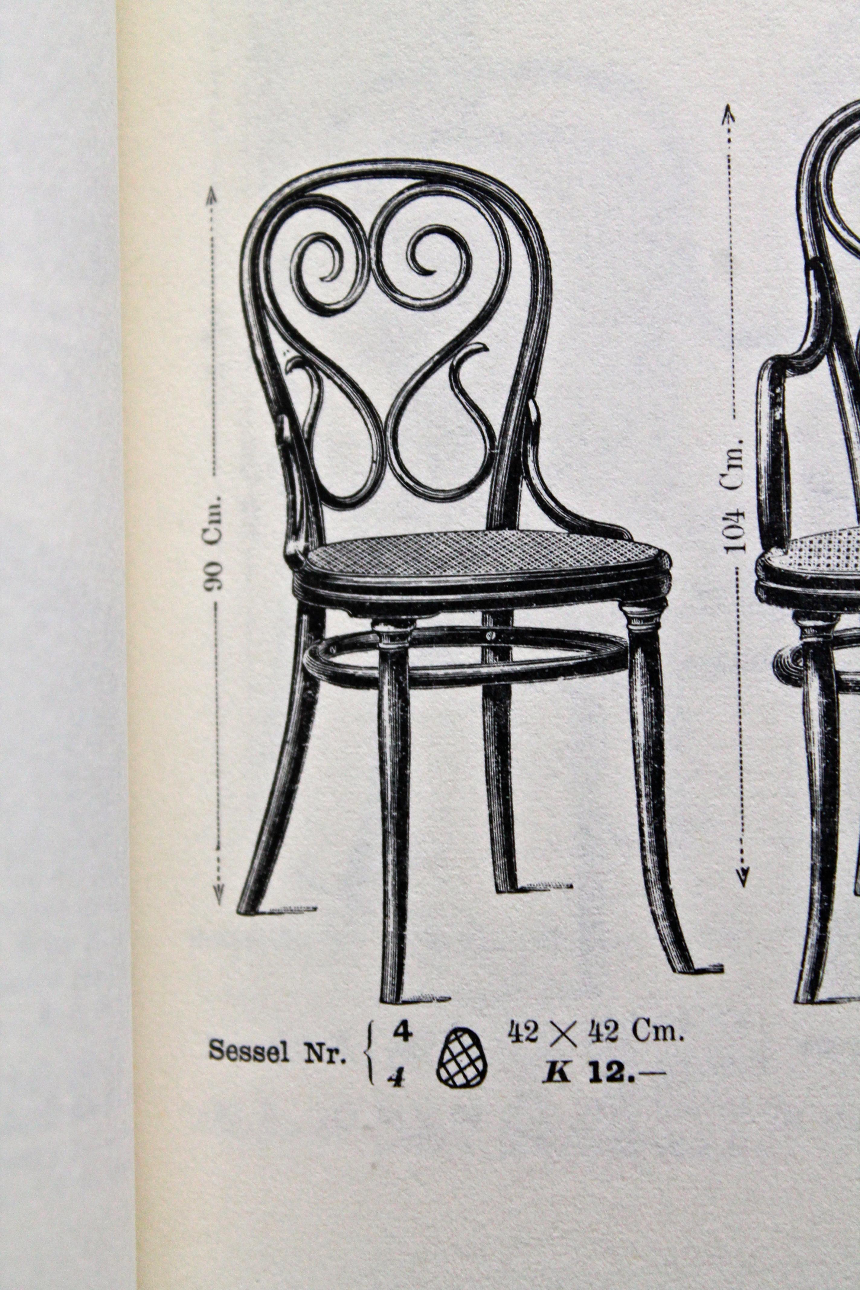 Originally designed by Thonet for the Cafe Daum, Vienna in 1849. And subsequently manufactured as the #4 Chair. This is the original version with the original legs, as shown on the cover of the catalog reprint.