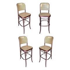 Vintage Thonet Number 811 Bentwood Bar Stool w/ Wicker Seat, Set of Four