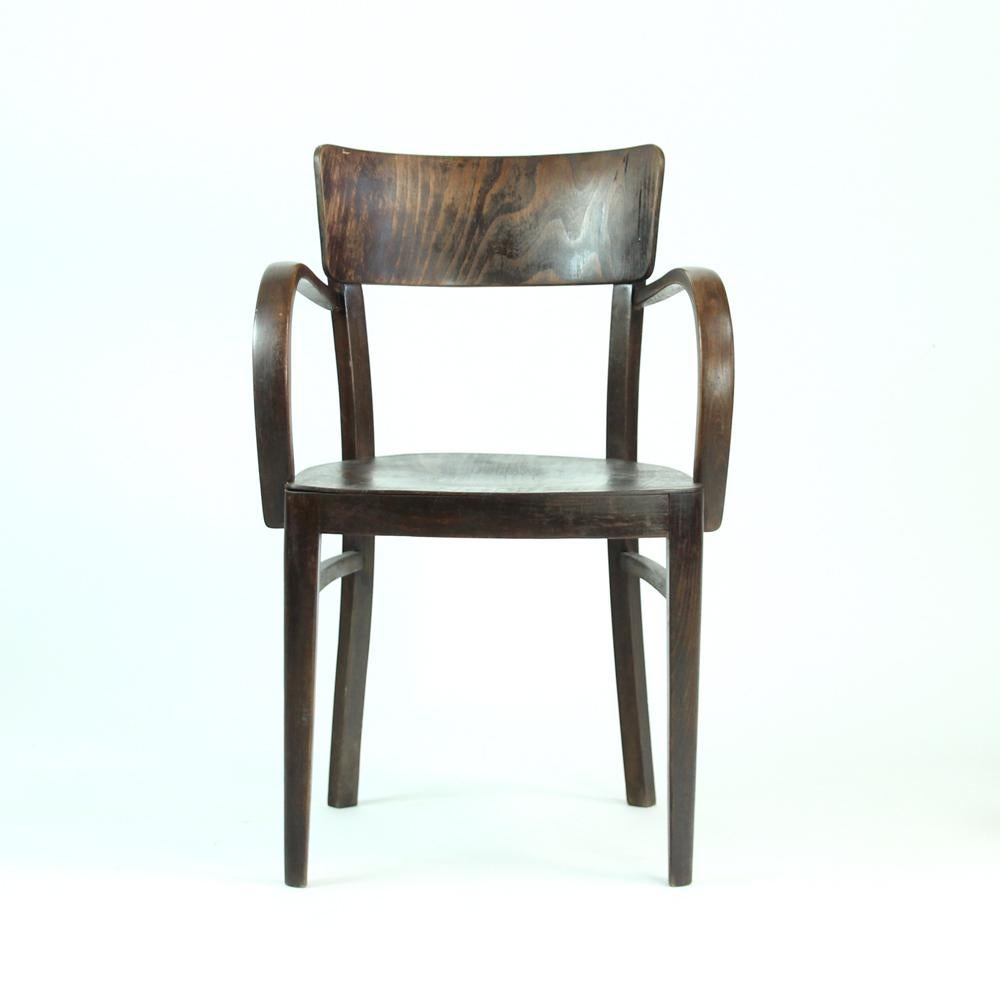 Bauhaus Thonet Office Armchair in Oak, Czechoslovakia, circa 1930s For Sale