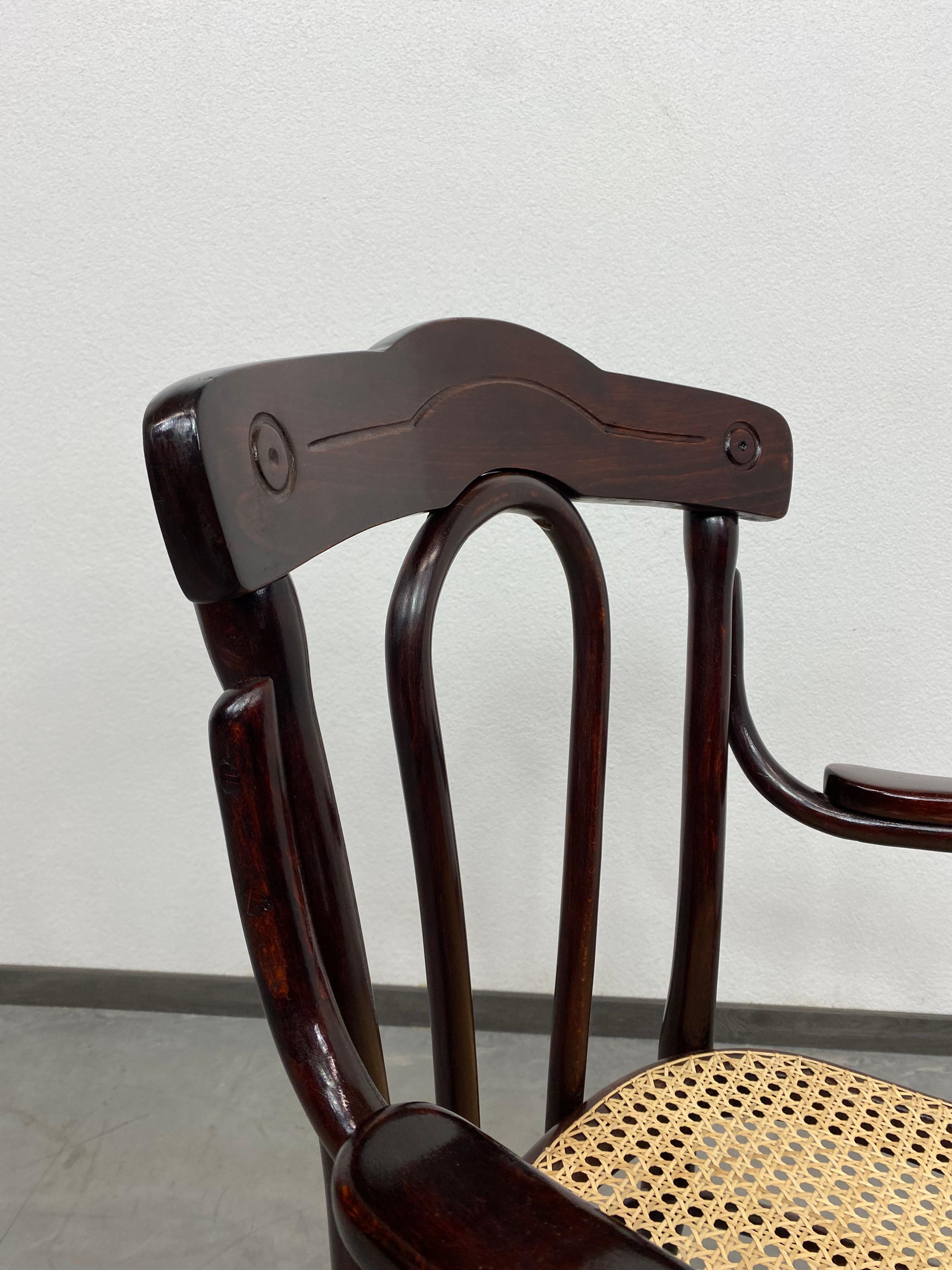 Vienna Secession Thonet office chair with rattan seat For Sale