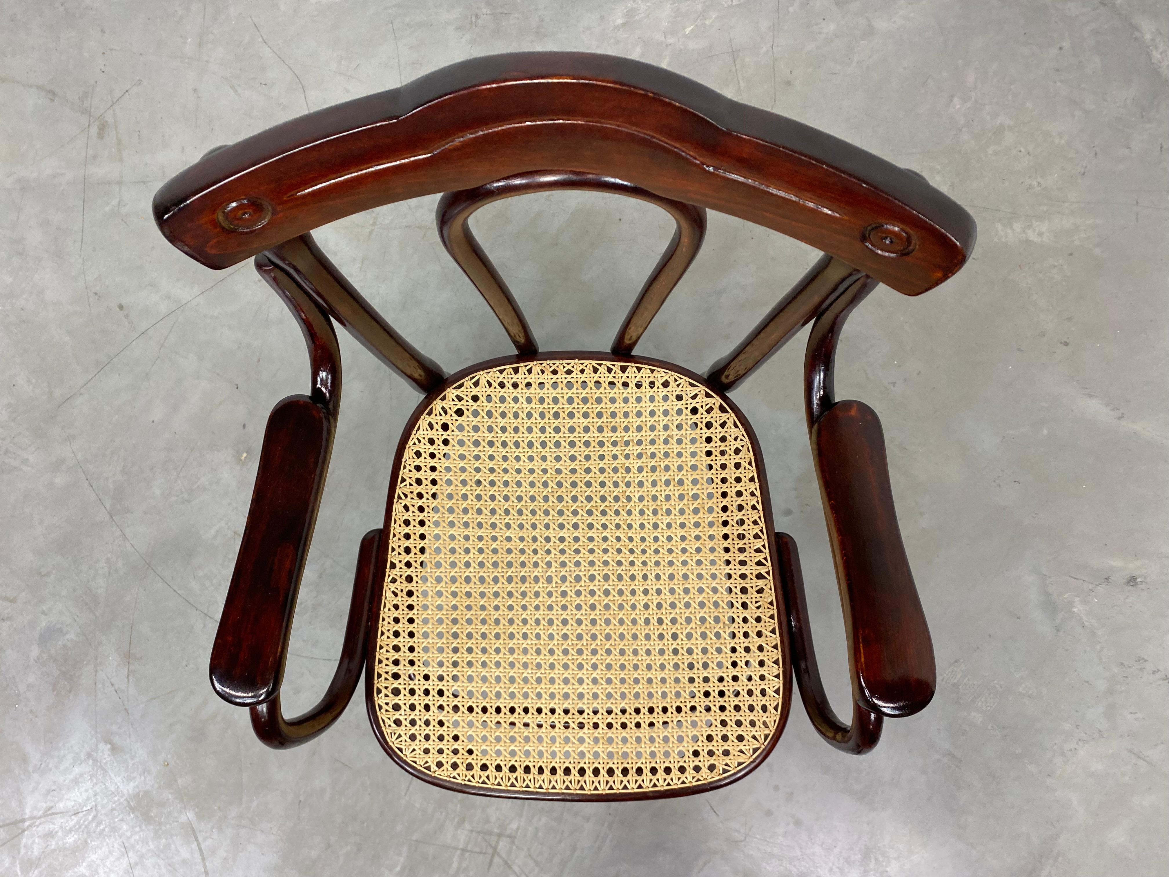 Rattan Thonet office chair with rattan seat For Sale