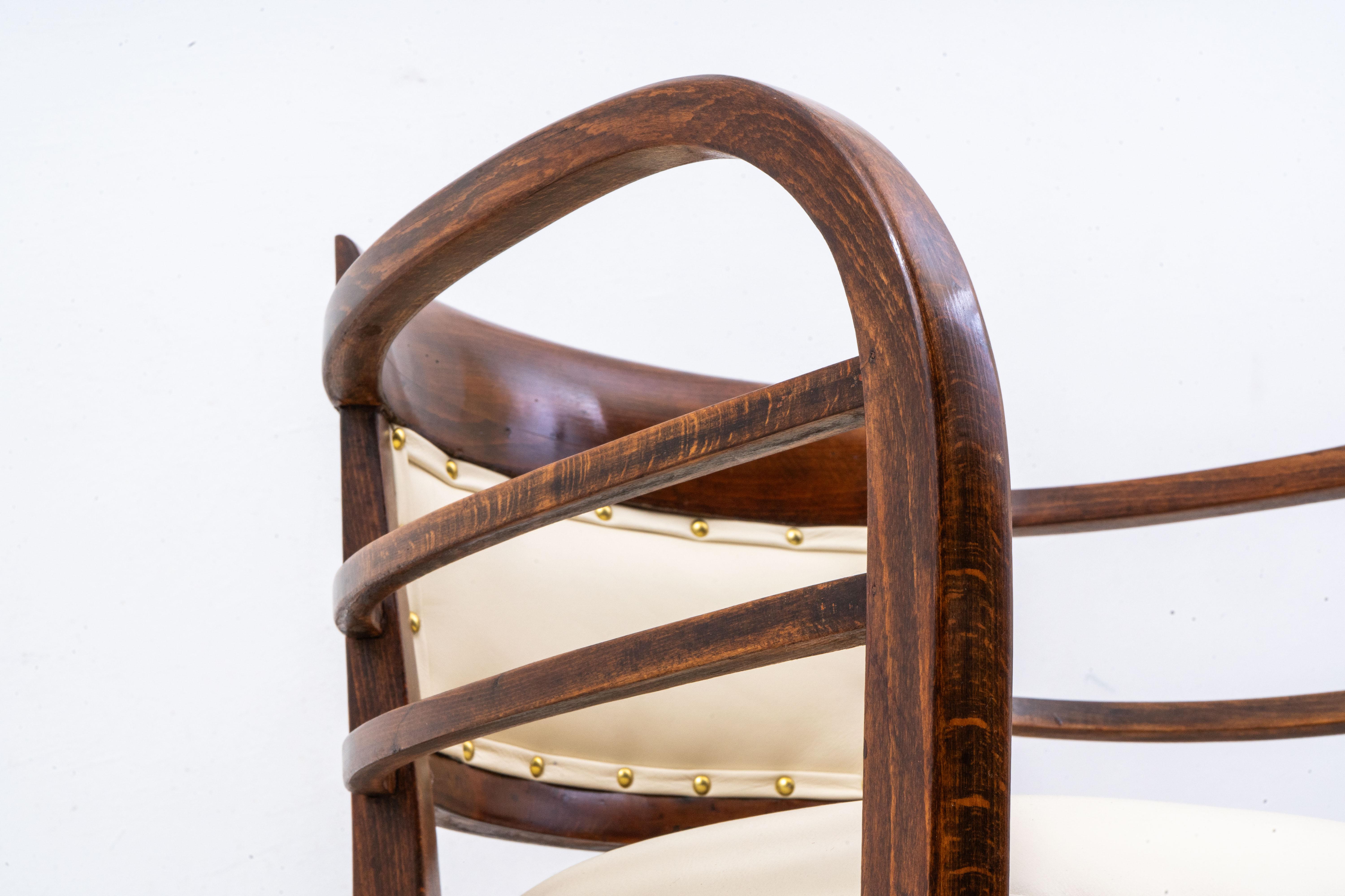 Thonet - Otto Wagner - Fauteuil (2) - No. 6514 - Hêtre, cuir en vente 6