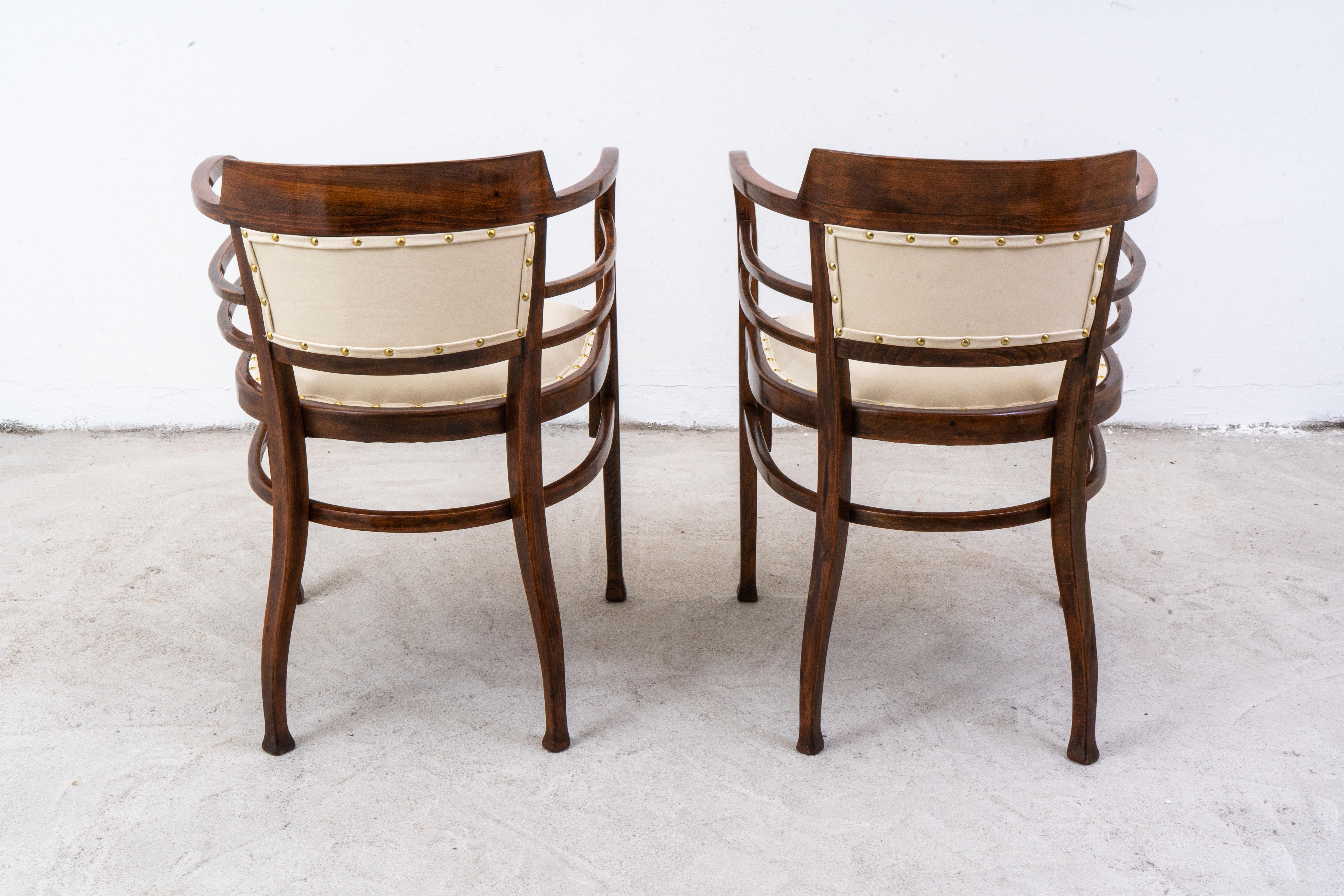 Cuir Thonet - Otto Wagner - Fauteuil (2) - No. 6514 - Hêtre, cuir en vente