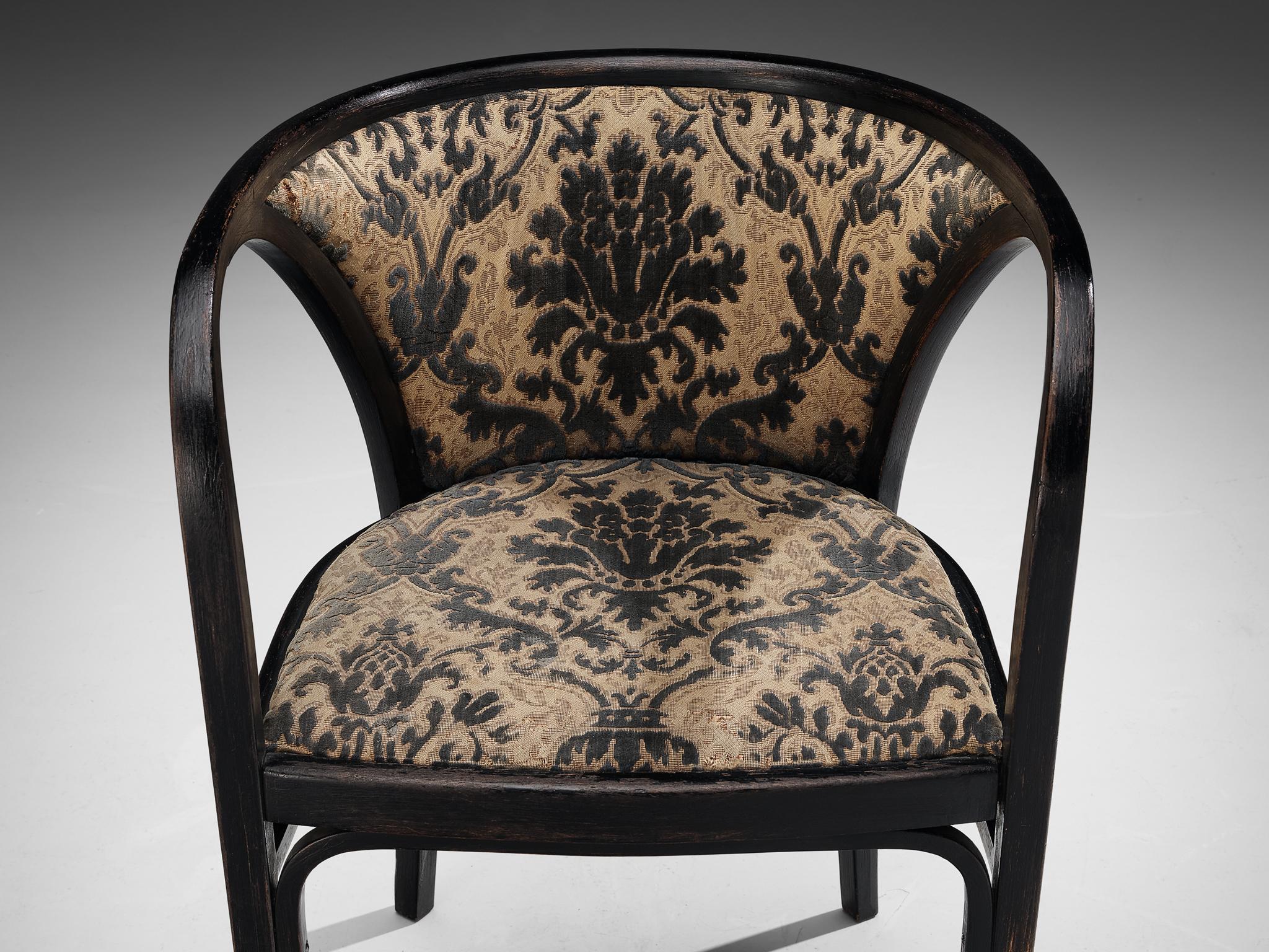 Fabric Thonet Pair of Armchairs in Floral Upholstery For Sale