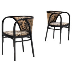 Thonet Pair of Armchairs in Floral Upholstery