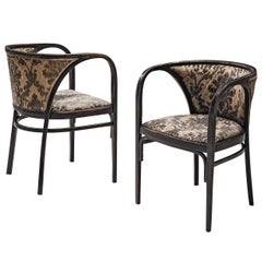 Thonet Pair of Armchairs in Patterned Upholstery