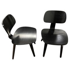 Thonet Pair of black stained wood chairs