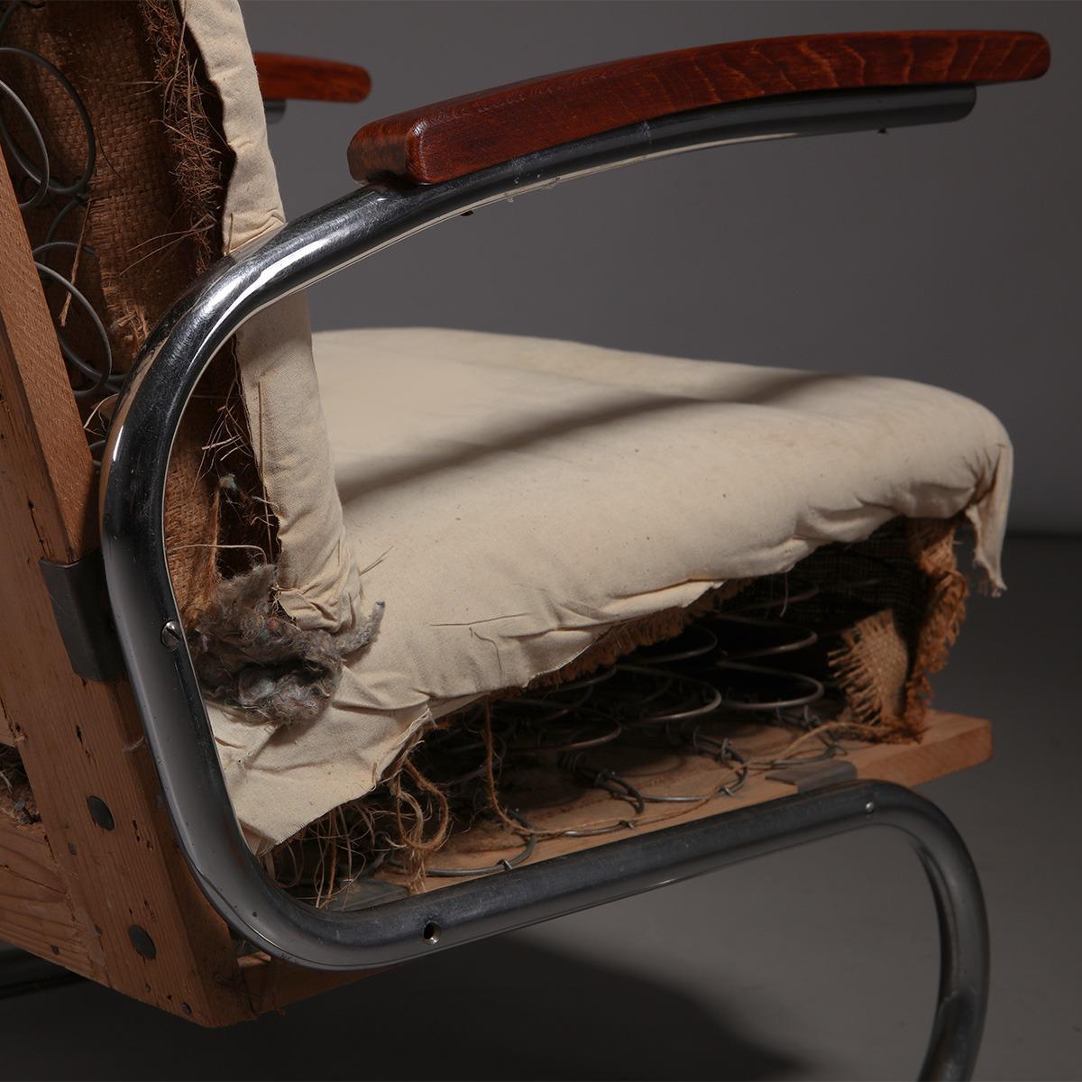 Milieu du XXe siècle Paire de fauteuils cantilever Bauhaus S411 chromés Thonet, années 1930 en vente