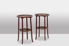 Thonet. Pair of two-tiered side tables in stained beech. Circa 1900.