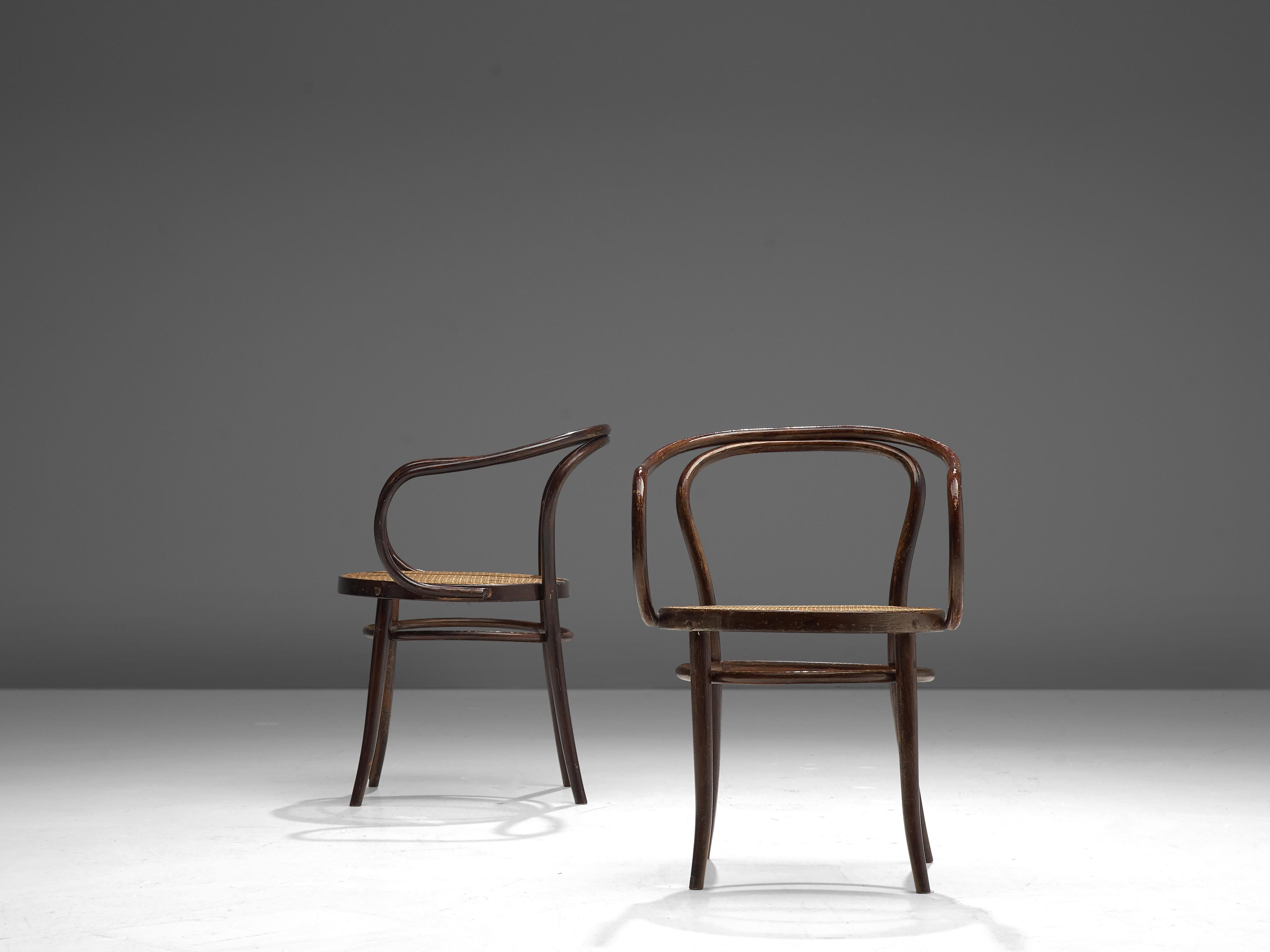 Designed by Thonet, manufactured Ton, large set of ‘Vienna’ armchairs, bentwood, plastic, Czech Republic, design 1902/03, manufactured 1960s

The ‘Vienna Chair’ model 9 was designed by Thonet in 1902/03. They were presented in 1925 at Exposition