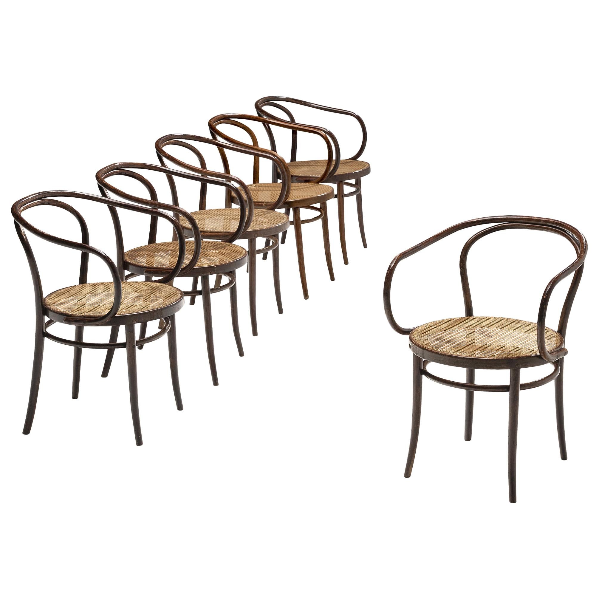 Thonet Patinated ‘Vienna’ Dining Chairs Model 9 