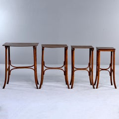 Thonet Quartetto - Set of Four Walnut Bentwood Stacking Tables