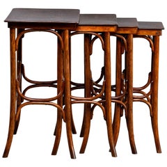 Antique Thonet Quartetto - Set of Four Walnut Bentwood Stacking Tables