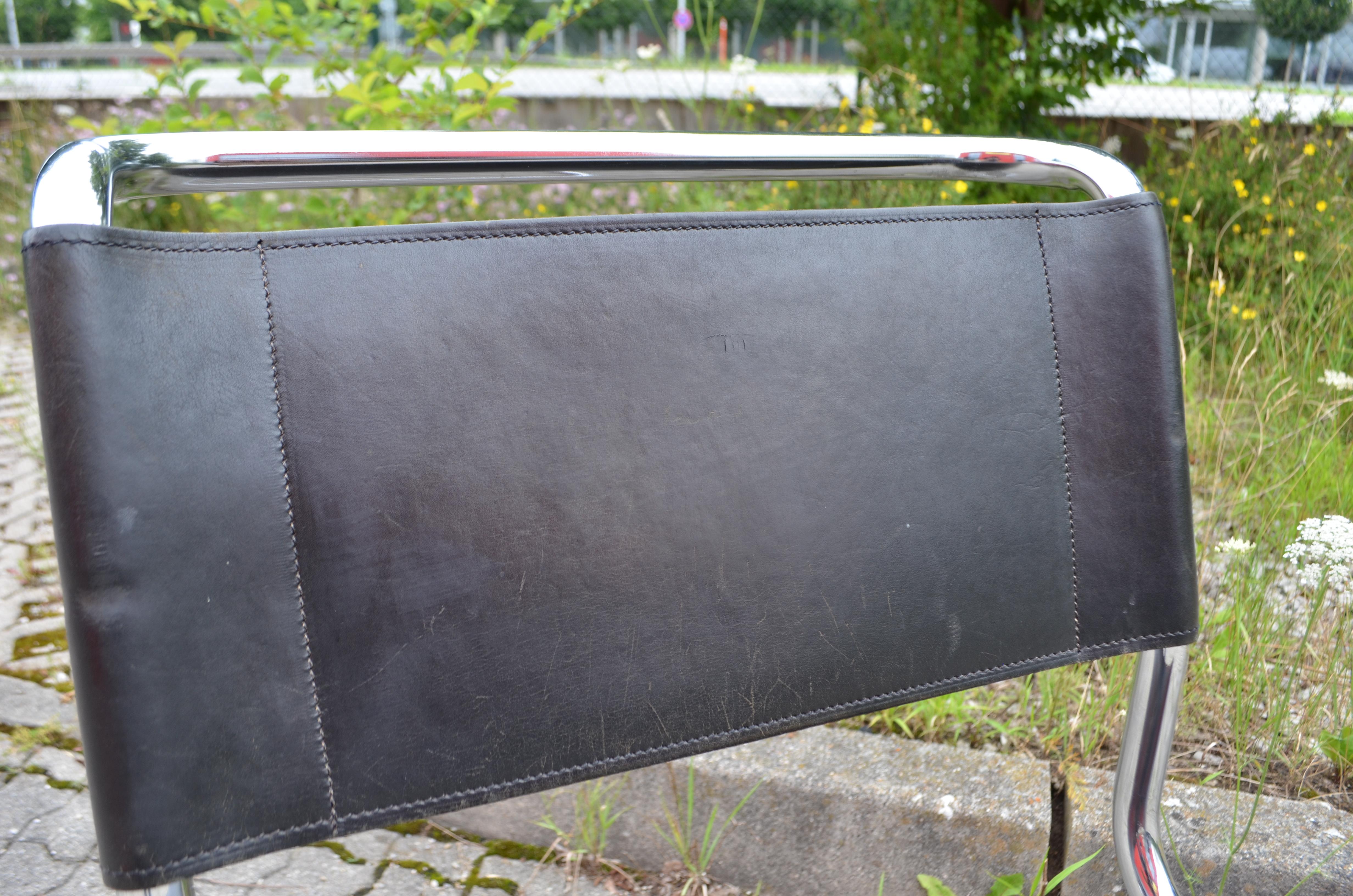 Thonet S 33 Vintage Black Saddle Leather Chair Mart Stam Cantilever, 1969 In Good Condition In Munich, Bavaria