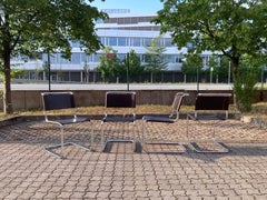 Thonet S 33 Vintage brown saddle leather chair Mart Stam Cantilever, Set of 4