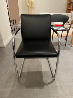 Thonet S 60 Cantilever Black Leather Armchair by Glen Oliver Löw in STOCK